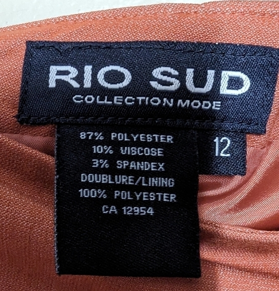 12 - Rio Sud • Orange Peach Pencil Skirt with Slit & Grommet Pocket Detail - Picture 4 of 5